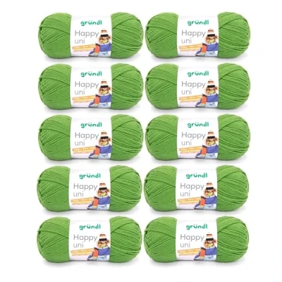 Image de Gründl Laine Happy uni (Fil à Tricoter/Fil crocheter Anti pilling 100% en polyacrylique), Fil Tricoter 10 x 100 g/ 250 m, Peut être Vert