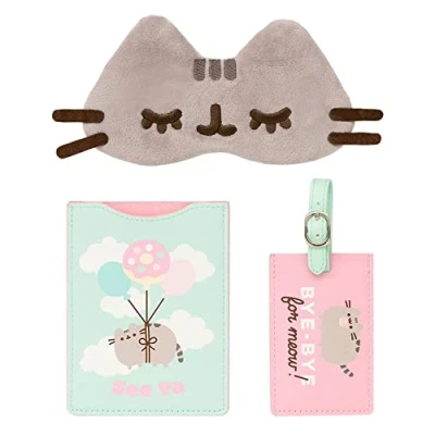 Image de Grupo Erik Mixte Set de Voyage Pusheen Ensemble Prot ge Passeport tiquette Bagage et Masque de, Pusheen, 14 x 10 cm EU