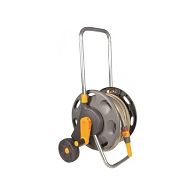 Image de HOZELOCK Dévidoir Chariot 30 M Ø 15mm (5/8&quot;) : Axe Renforcé, Stable et Facile à Manœuvrer, Capacité Max 60 M, Livré avec 20 de Tuyau, 1 lance Raccords [2487R9012]