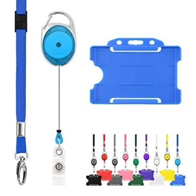 Image de Bleu Cordons Tour de Cou Lanière Rétractable anti étouffement Carte d&#039;Identité Lanyard avec Porte Badge Enrouleur Jojo Trio Set