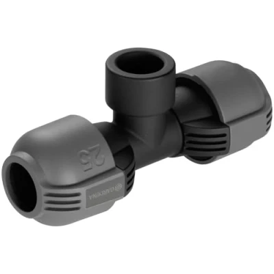Image de Dérivation en T femelle de Gardena : raccord pour purgeur automatique, filetage 25 mm x 3/4 Pouce, technologie raccordement Quick&amp;Easy, joint fileté auto étanchéifiant (2790 20)