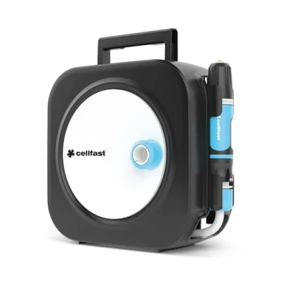 Image de Cellfast Enrouleur de Tuyau ENERGO™, Compact, léger et Durable, poignée Pliante, manivelle pivotante, d&#039;arrosage 3/8&quot; 10 m, 55 400