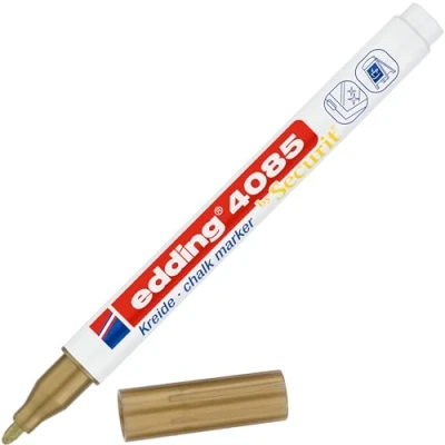 Image de edding 4085 Marqueur craie liquide or 10 feutres pointe ronde 1 2 mm feutre effacable pour écrire sur les vitres,le verre ardoise aux couleurs opaques