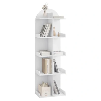 Image de WOLTU Bibliothèque avec 10 Étagères 5 Niveaux, Étagère sur Pied Design Ouvert, Rangement CD/DVD, pour Bureau, Salon, Chambre à Coucher, en Bois Composite, 40x126x24 cm, Blanc, SK037ws