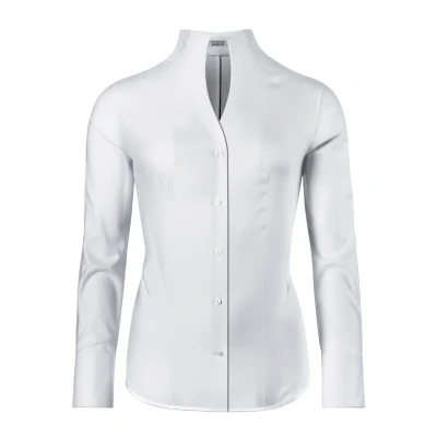Image de Vincenzo Boretti Leicht Tailliert SOFT Oxford Kelchkragen Chemisier, Femme, Taille: 36, Weiß