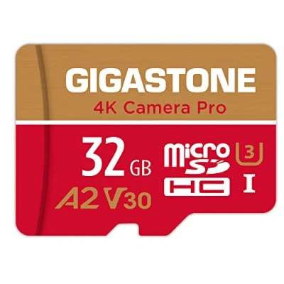 Image de Gigastone Carte Mémoire 32 Go 4K Caméra Pro Série, Compatible avec GoPro Drone Switch, Vitesse de Lecture allant jusqu&#039;à 90 Mo/s. pour UHD Vidéo, A2 U3 V30 Micro SDHC Adaptateur SD.
