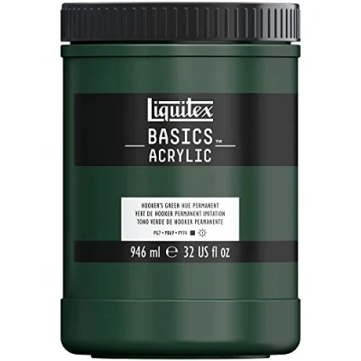 Image de Liquitex 8870370 Basics peinture acrylique, artistique monopigmentée, résistante à la lumière, qualité archive, finition satinée, pot de 946 ml Vert D&#039;Eau Eclatant