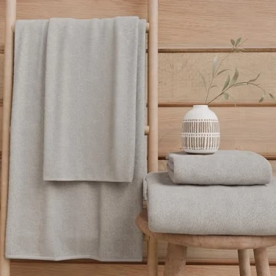 Image de PETTI Artigiani Italiani Serviettes de Bain 100% éponge Coton, Ensemble 1+1, 2 pièces 1 Serviette Visage et Main, Gris Clair