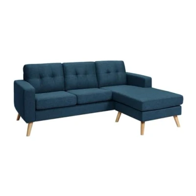 Image de Vente unique Canapé d&#039;angle réversible en Tissu Bleu foncé Bartolome