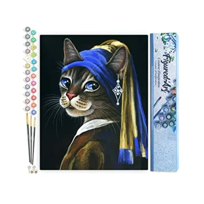 Image de Figured&#039;Art Peinture par Numéro Adulte la jeune minette à perle Activité Manuelle Kit de Loisir Créatif DIY d&#039;Art Complet 40x50cm sans châssis en bois