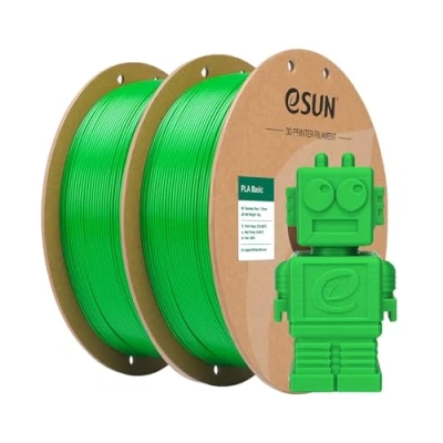 Image de eSUN Filament PLA 1.75mm, Basic 3D Imprimante Précision Dimensionnelle +/ 0.05mm, 1KG par Bobine, 2 Bobines Filament,Vert+Vert
