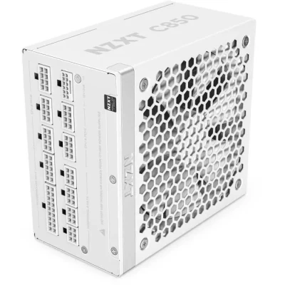 Image de NZXT C850 Gold ATX 3.1 Alimentation entièrement modulaire et silencieuse pour jeux vidéo sur PC 850 watts 80 PLUS Connecteur 12 V 2x6 Condensateurs 100 % japonais Blanc