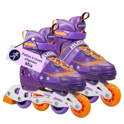 Image de HUDORA Inline Skates Mia/Leon Patins à roulettes pour Enfants/Adolescents &amp; Adultes en différentes Tailles Couleurs Rollers réglables 4 Confortables stylés