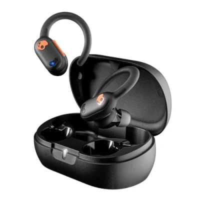 Image de Skullcandy Écouteurs Intra Auriculaires sans Fil Push ANC Active de, Autonomie 58 h, Imperméabilité IP67, Chargement Fil, Micro, Fonctionnent avec Appareils iPhone et Android True Black/Orange
