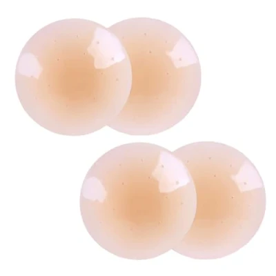 Image de SHUBEIEUMI Cache Tetons Femme, 2 Paires Teton en Silicone, tétons Auto adhésif Invisible Silicone Nipple Cover, Réutilisables Couvre Seins Mamelons Invisibles Étanches, 8cm