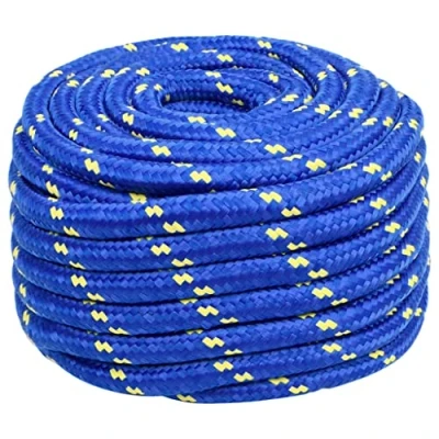 Image de vidaXL Corde d&#039;ancrage tressé pour bateaux, résistante aux UV, à l&#039;abrasion, voile, bleu, 20 mm, 100 m, en polypropylène