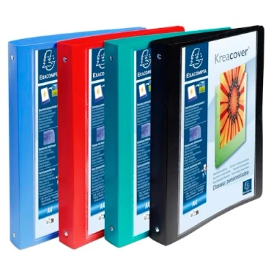 Image de Exacompta réf. 51229E Carton de 5 classeurs PP semi rigides personnalisables 1 poche 4 anx ronds diam.30mm Dimensions extérieures : 32 x 26,8 cm Format à classer A4 Maxi coloris assortis