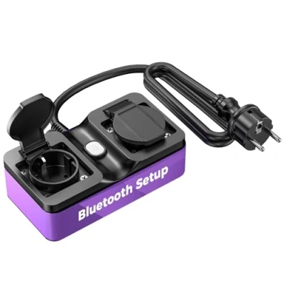 Image de Refoss Multiprise Connectée Extérieure, Prise Intelligente Bluetooth pour l&#039;Extérieur, WiFi Étanche IP44 Compatible avec Alexa et Google Home, Télécommande, 16A, Câble de 1,5 m (Type F)
