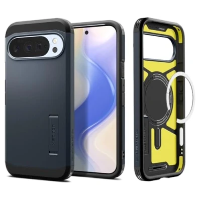 Image de Spigen Tough Armor(AI) MagFit Coque pour Google Pixel 10 Pro XL Compatible avec Pixelsnap et MagSafe [Intelligence Artificielle] Ardoise Métallisée