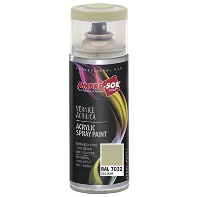 Image de Ambro Sol V4007032 Vernis Peinture Acrylique Multi Usage, Brillante pour Intérieur et Extérieur, Adapté a Tous Type de Matériau, Aérosol En Fer Blanc Recyclable 400 ml, Gris Gravier