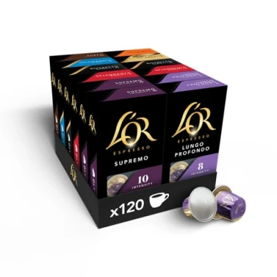 Image de L’OR Espresso 120 capsules assortiment de 8 variétés compatibles Nespresso ®*(lot 12 x 10)