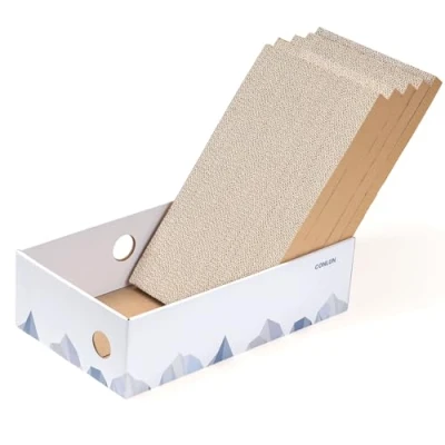 Image de Conlun griffoir pour Chat avec Portable 3 Couches en Carton ondulé Double Face Robuste et Design interactif