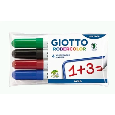 Image de GIOTTO Robercolor Pochette 4 feutres tableau blanc assortis pointe ogive maxi