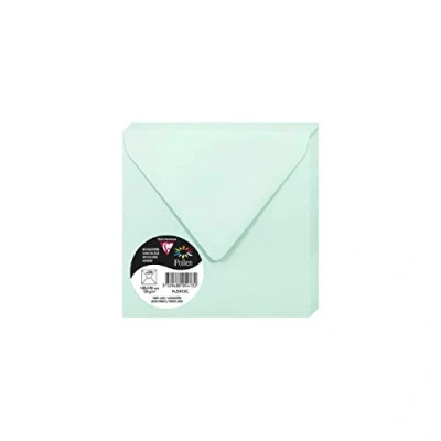 Image de Clairefontaine 5413C Paquet de 20 Enveloppes Gommées Format Carré 14x14cm 120g/m² Coloris Vert Jade Invitation Evènements et Correspondance Gamme Pollen Papier Premium Lisse