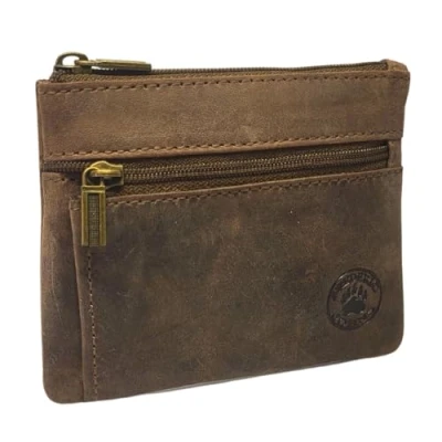 Image de Frédéric&amp;Johns® Porte Monnaie Homme Petit Portefeuille clés intégré carré en Cuir avec Deux Compartiments épais Souple résistant (Marron 2)