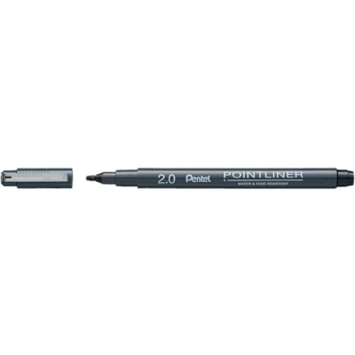Image de Pentel Pointliner Calligraphy S20P C20A Feutre fin avec pointe de calligraphie en métal Noir Imperméable et résistant à la lumière 2 mm