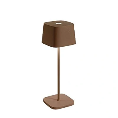 Image de Zafferano, Lampe Ofelia, de Table Rechargeable et Sans Fil avec Contrôle Tactile, Utilisable également comme d&#039;Extérieur, Dimmer 2200 3000 K, Hauteur 29 cm, Couleur Corten