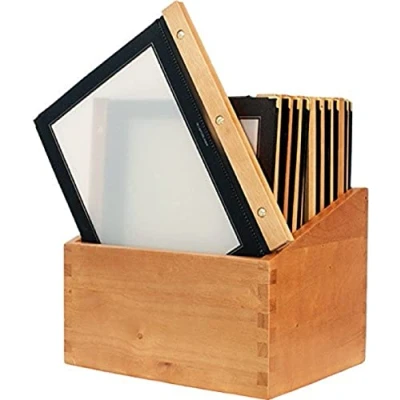 Image de Securit Protège menus A4 de la Gamme Wood (x20) Plus Box, 2 Inserts Inclus avec Chaque Menu (présente 4 Pages A4)