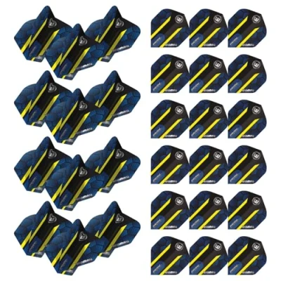 Image de WINMAU Prism Alpha Lot de 10 ailettes fléchettes hexagonales extra épaisses jeux par paquet (30 au total) (bleu et jaune)