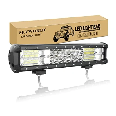 Image de SKYWORLD 15 pouces 38 cm 216W Barre lumineuse LED, 3 rangée lampe de conduite faisceau combiné Feu brouillard remorque à barres DEL tout terrain pour le camion utv 4x4