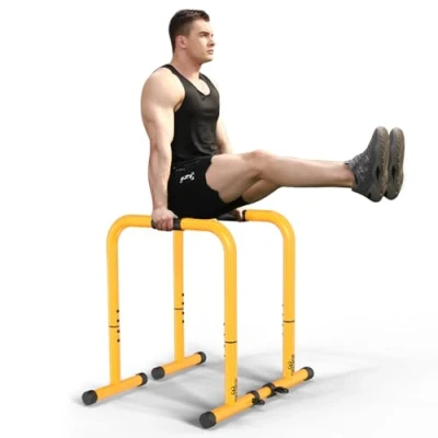 Image de RELIFE REBUILD YOUR LIFE Dips Barre Parallèle Station de Musculation Réglable Push Up Dip Support Gym Street Workout (Jaune)