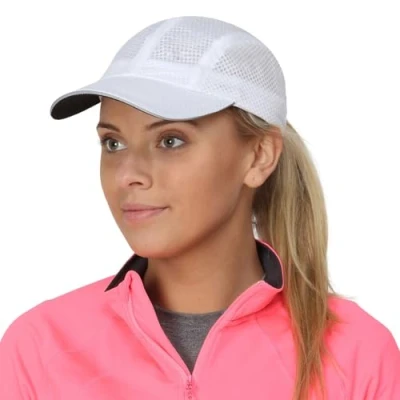 Image de TrailHeads Race Day Casquette de Running Haute Performance pour Femme, Maille légère à séchage Rapide avec Bord réfléchissant Blanc