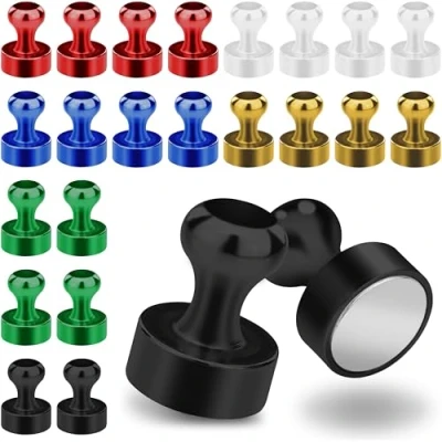 Image de POPPSTAR 24x Aimant Conique (12x16 mm, fort, force d’adhérence de 3 kg), Noir, Blanc, Rouge, Bleu, Vert, Jaune