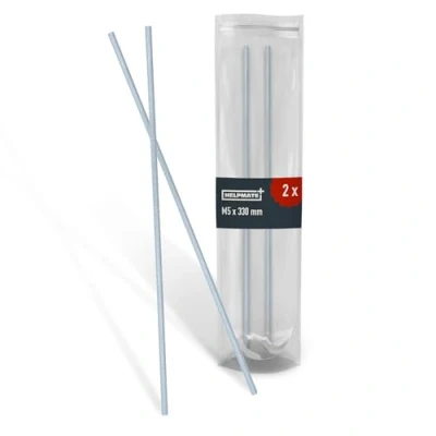 Image de HELPMATE Tige filetée M5 x 330 mm en acier galvanisé 2 pièces inox avec filetage métrique complet classe de résistance 4.8, DIN 976