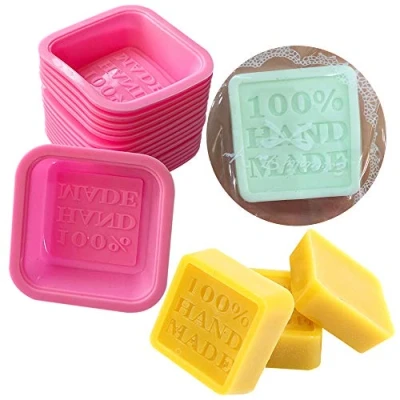 Image de WonderfulC Lot de 10 moules à savon faits la main en silicone, moule gâteau, chocolat, silicone fait pour argile polymère