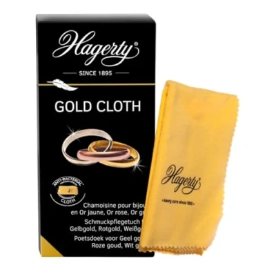 Image de Hagerty Gold Cloth Chiffon Pour l&#039;or 36 x 30cm I Chamoisine imprégnée 100 % coton de polissage efficace nettoyer et entretenir jaune, blanc ou rose un éclat renouvelé