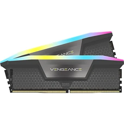 Image de CORSAIR VENGEANCE RGB DDR5 32Go (2x16Go) 5200MHz CL40 AMD EXPO Intel XMP iCUE Mémoire Informatique Compatible Gris (CMH32GX5M2B5200Z40K)