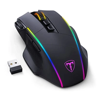 Image de RisoPhy Souris Gamer sans Fil, Tri Mode 2.4 G/USB C/Bluetooth,10 000 PPP, RVB, Ergonomique, 8 Boutons Programmables,Souris Gaming de Rechargeable,PC/Mac Noire