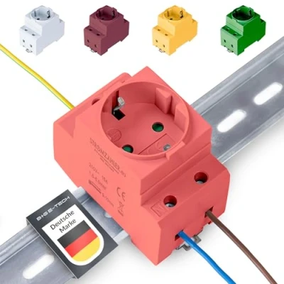 Image de prise Schuko [GS16] pour rail DIN 16 A 230 V 2P+E encastrable montage de distribution, armoire lecture, compteur, contact protection sur