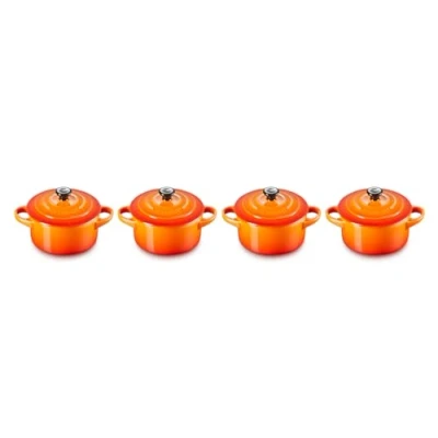 Image de Le Creuset Serving Pan / Mini Casserole 4 pieces Signature Orange Red ø 10 cm 250 ml