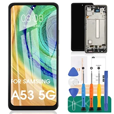 Image de Ecran TFT pour Samsung Galaxy A53 5G LCD de Remplacement SM A536 Digitizer Tactile Kits réparation avec Cadre (Noir, Pas Fonction d&#039;impression)