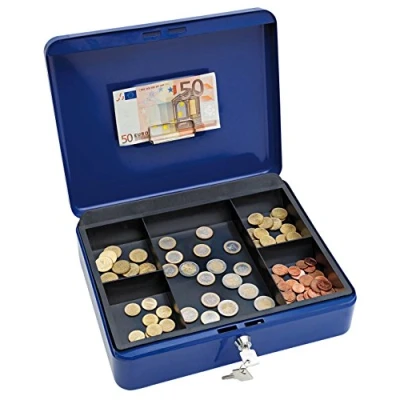 Image de Wedo 145403H Caissette à monnaie 5 compartiments avec clip 30 x 24 9 cm Bleu