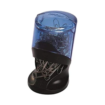 Image de Maped Distributeur de trombones magnétique + 100 Pot à Base antidérapante Réservoir Transparent Noir et Bleu