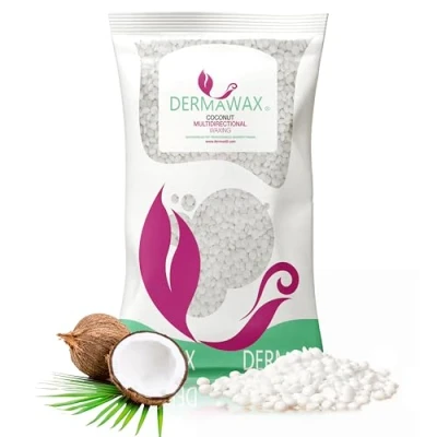 Image de Dermawax Perles de cire 800 grammes sans colophonium ultra directionnelle pour cheveux très courts 1 mm coco bandes épilation Corps entier Jambes intimes Visage