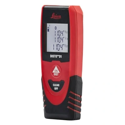 Image de Leica DISTO D1 télémètre laser simple, facile à utiliser, avec Bluetooth (fonctionnalité application, utilisation en intérieur une portée de 40 m)