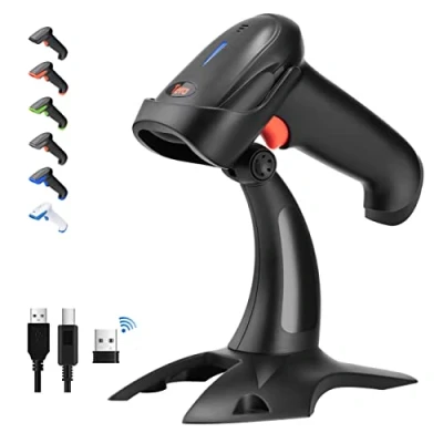 Image de Tera Pro Lecteur de Code à Barres Bluetooth sans Fil 2.4GHz 1D/2D Douchette avec USB2.0 Scan Automatique Rapide et Précis, Support Mains Libres, HW0002 Noir